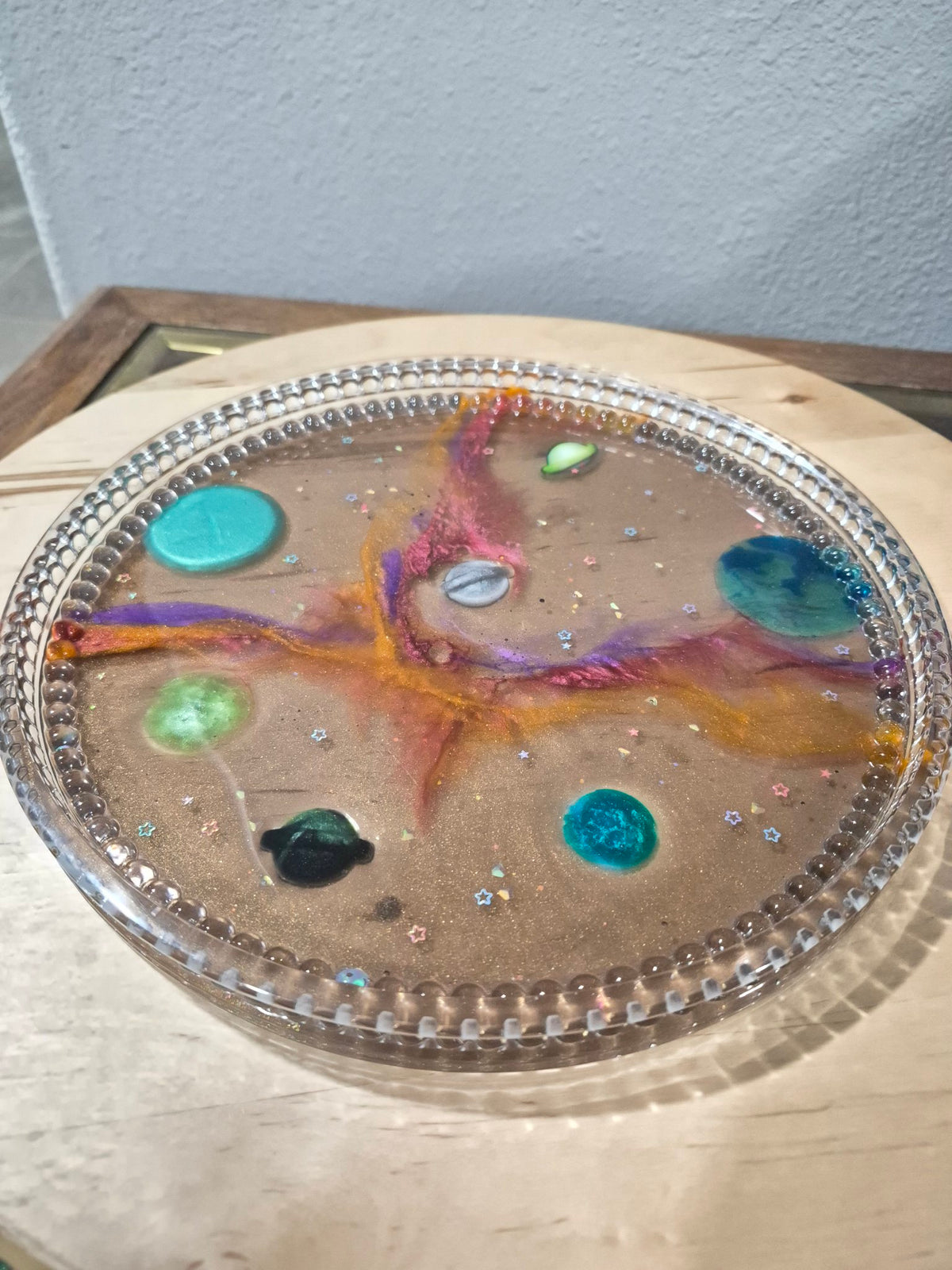 Galaxy planets large resin tray, angled view