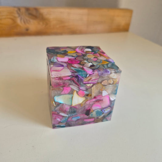 Multi color shell trinket jars