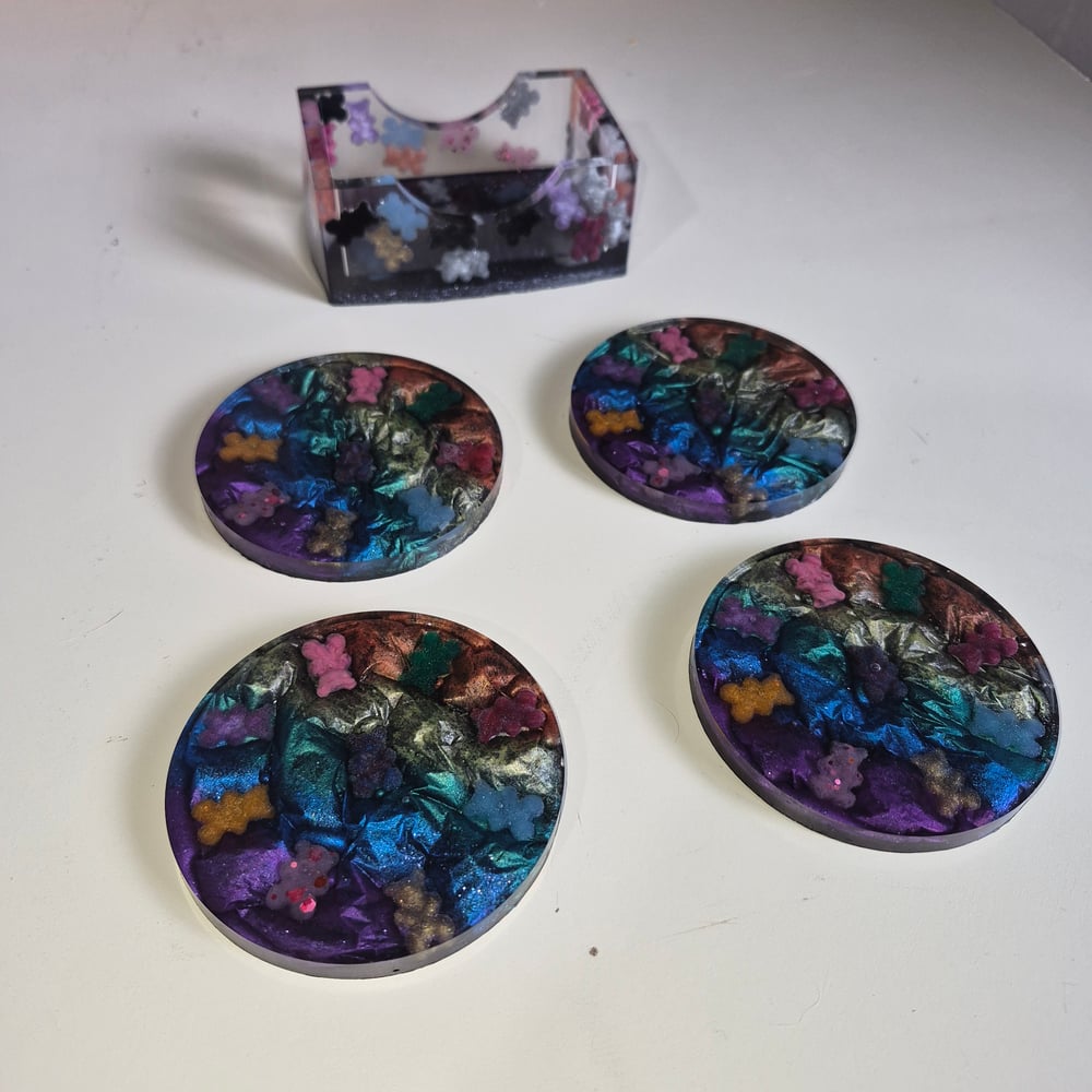  Rainbow gummy bear coasters 