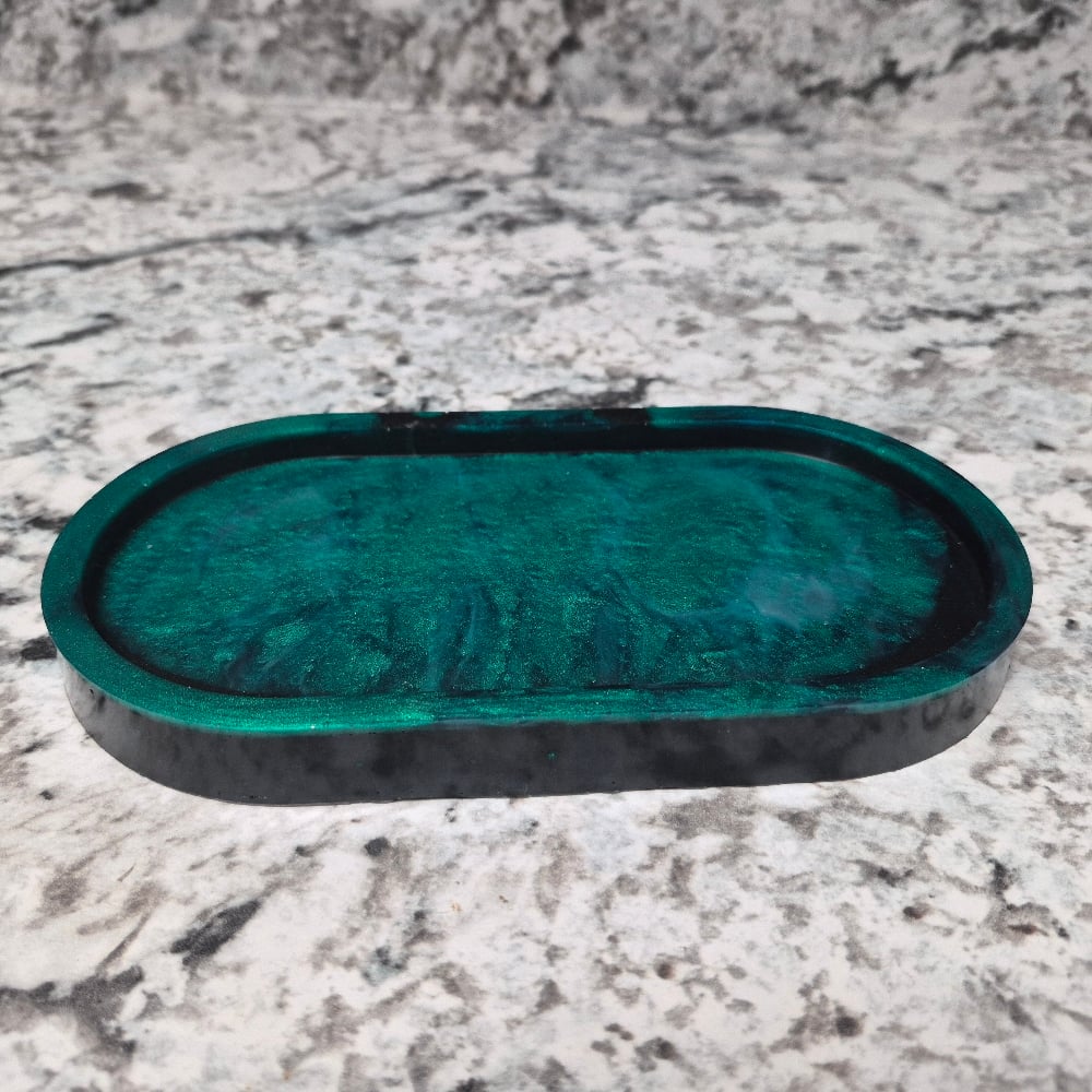 Emerald Green oval trinket tray