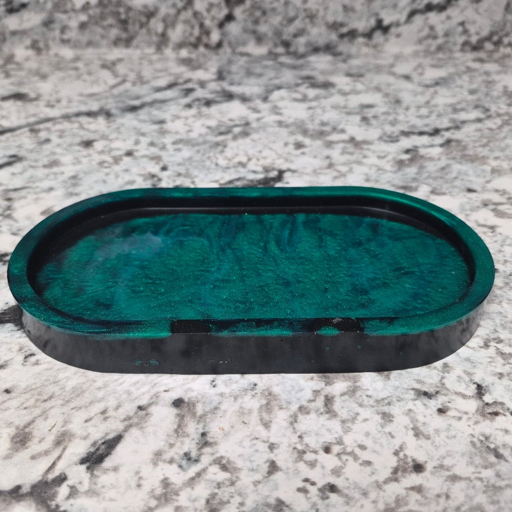 Emerald Green oval trinket tray