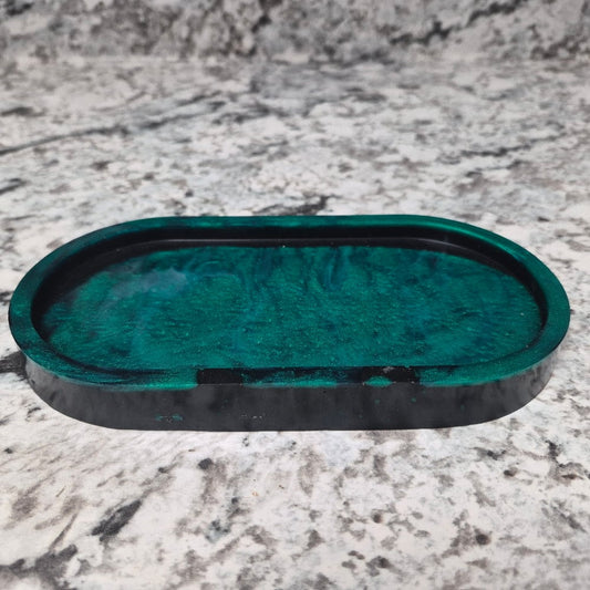 Emerald Green oval trinket tray