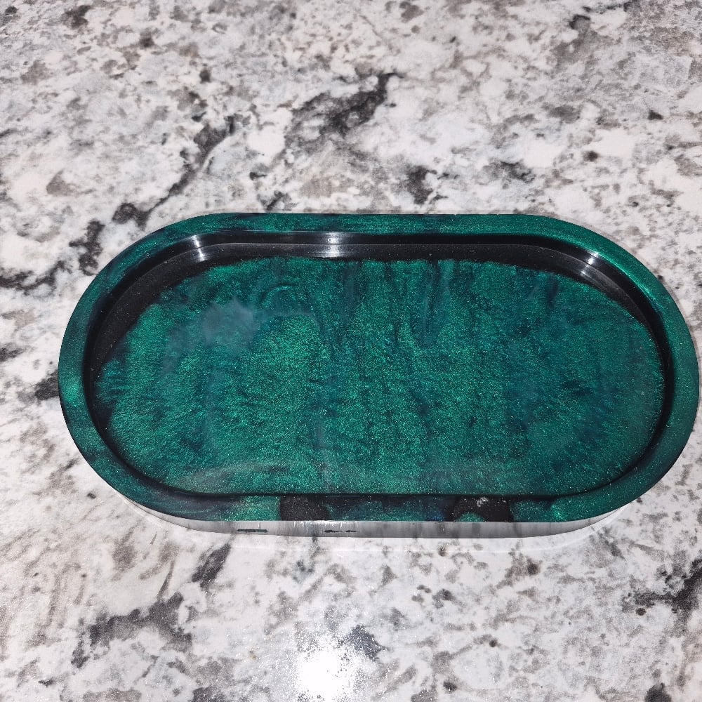 Emerald Green oval trinket tray