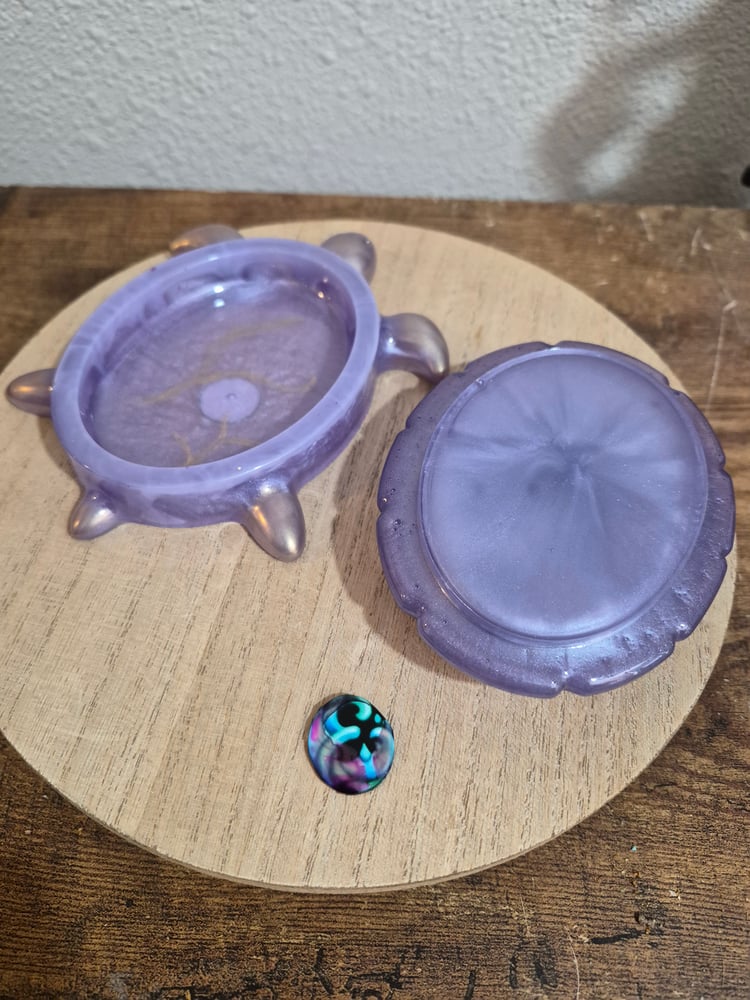 Purple and Gold Turtle Trinket Jar
