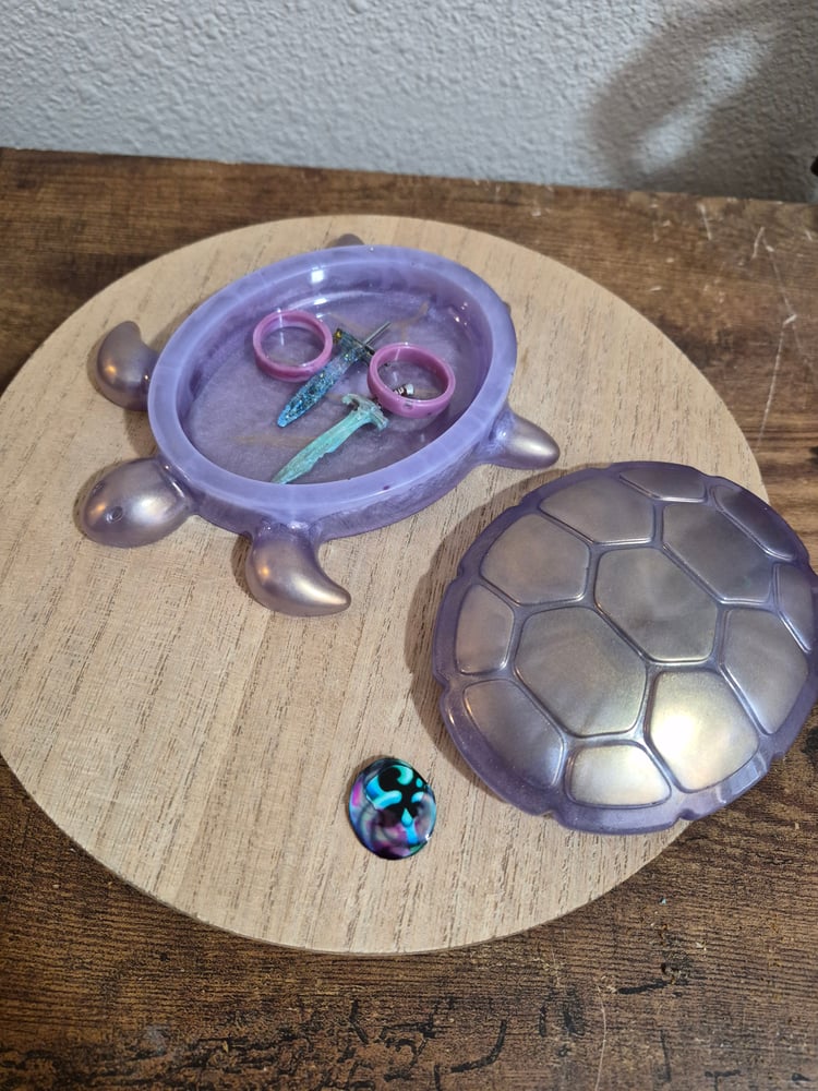 Purple and Gold Turtle Trinket Jar